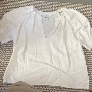 G. Label White V-Neck Short Sleeve Women's Top